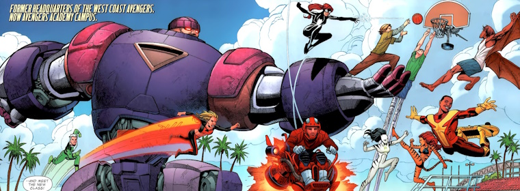 Bob is seen here with a bunch of characters I like, such as Wiz Kid and Batwing and Julie Power.